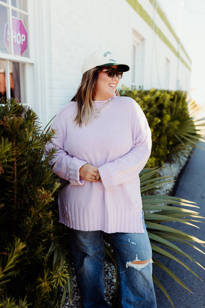 Lavender Oversized Mock Neck Sweater