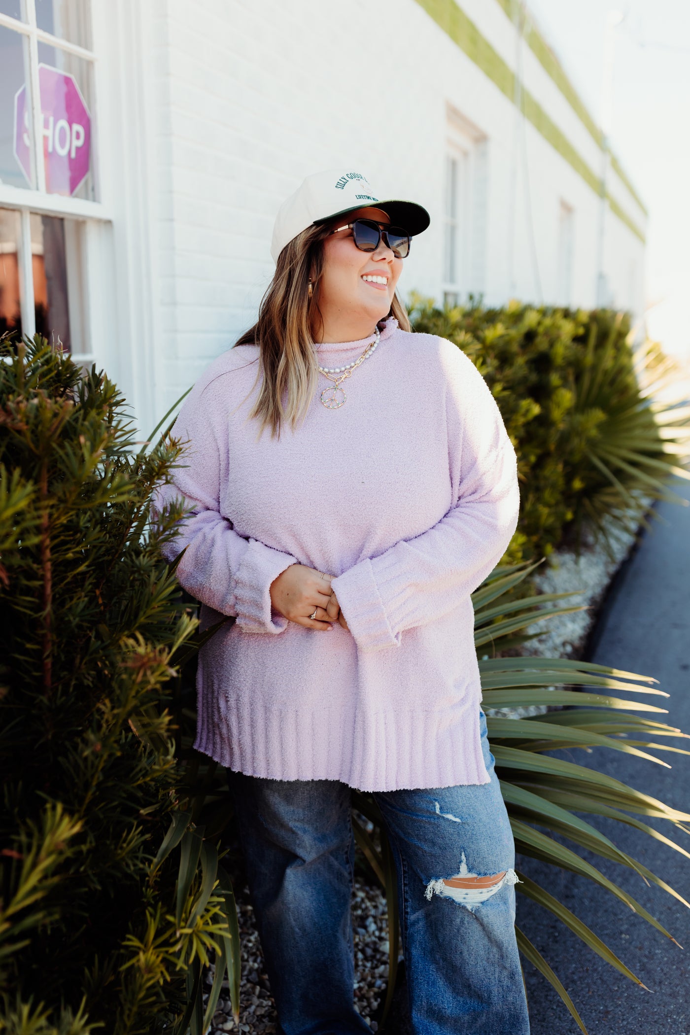 Lavender Oversized Mock Neck Sweater