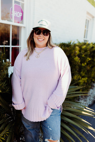 Lavender Oversized Mock Neck Sweater