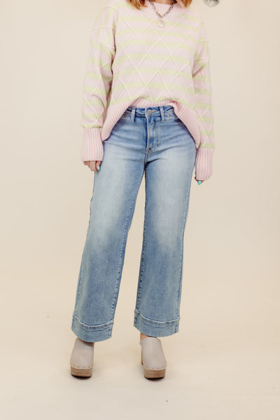 Risen Light Wash Wide Leg Trouser Jeans