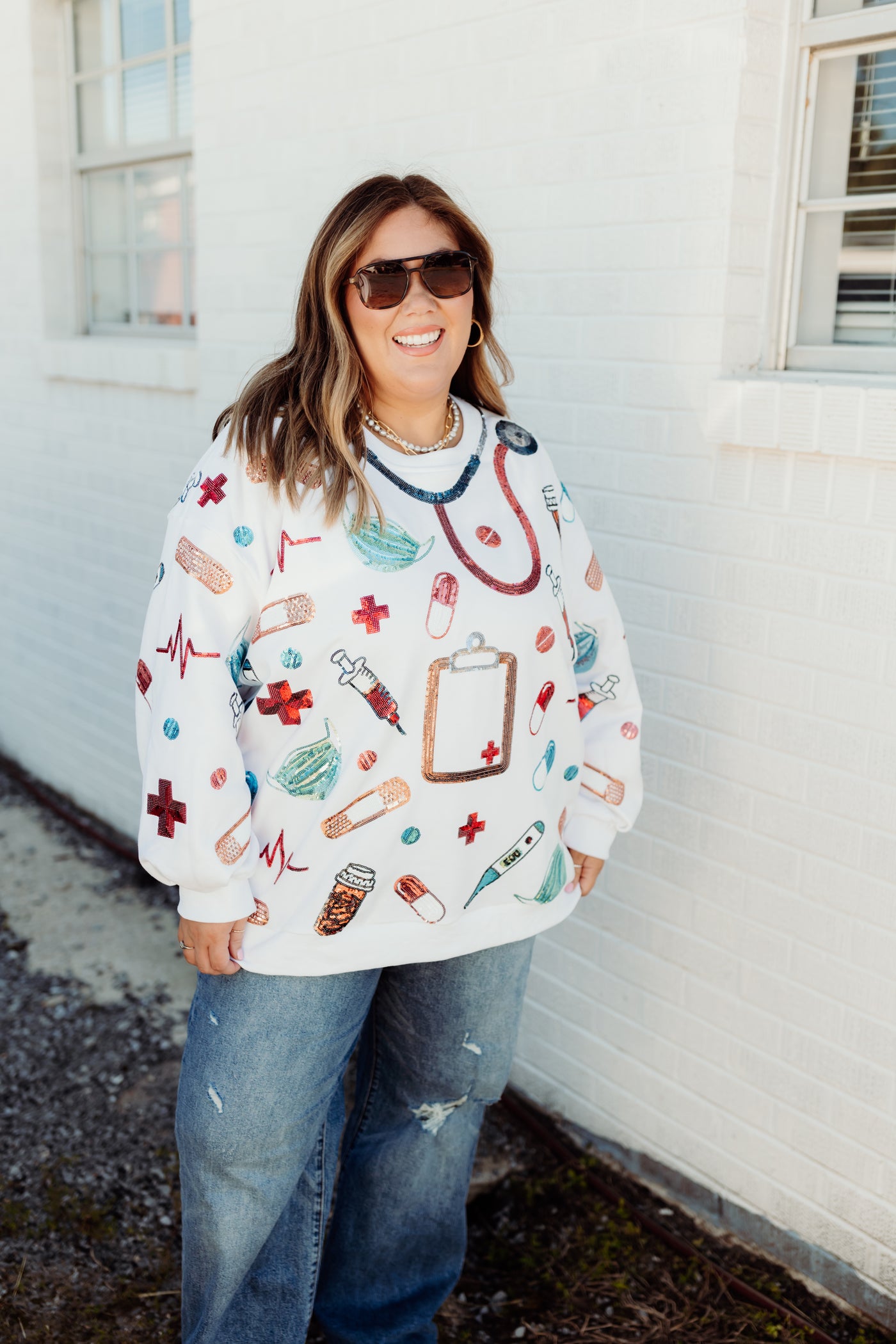 Queen of Sparkles White Doctor Icon Sweatshirt