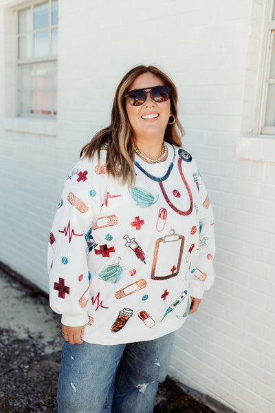 Queen of Sparkles White Doctor Icon Sweatshirt