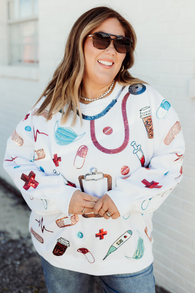 Queen of Sparkles White Doctor Icon Sweatshirt