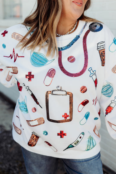 Queen of Sparkles White Doctor Icon Sweatshirt