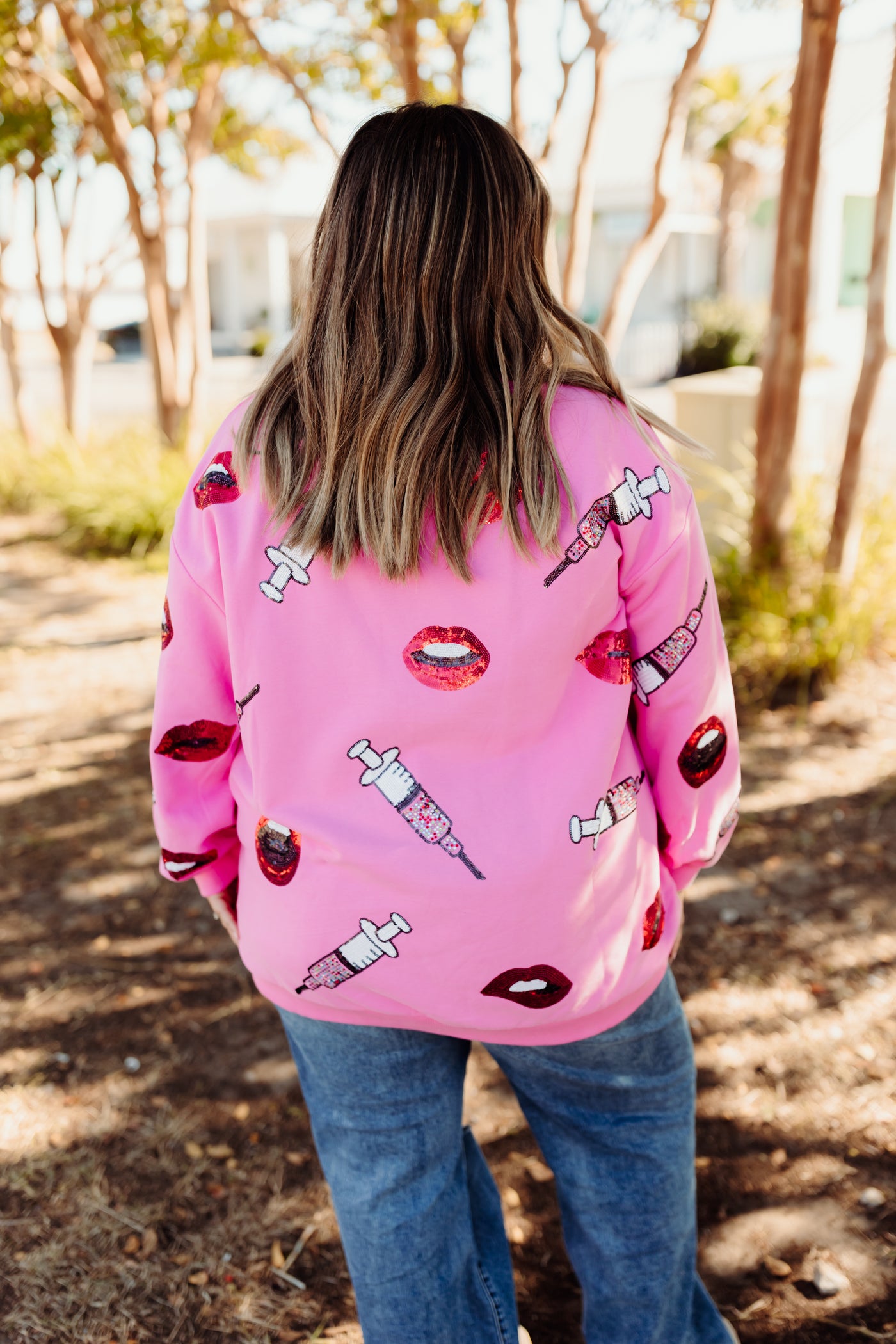 Queen of Sparkles Pink Lip & Syringe Sweatshirt