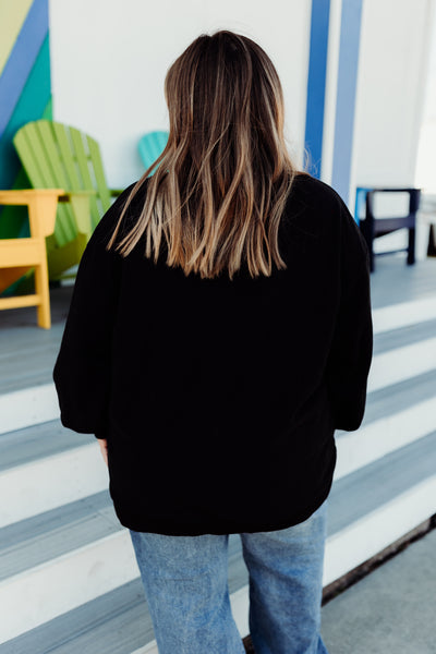 Queen of Sparkles Black Colorblock Queen Logo Sweatshirt