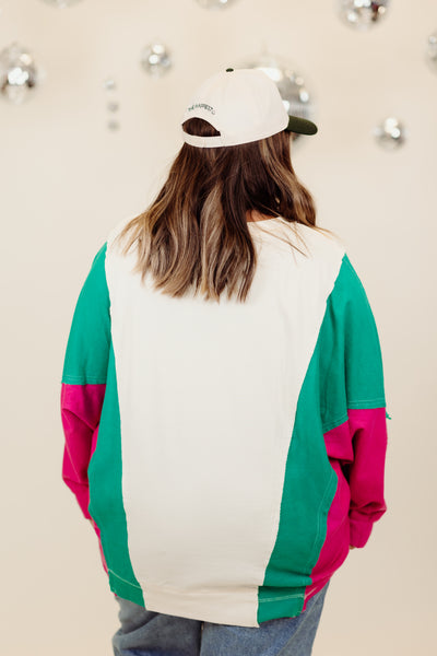 Ivory Multi Colorblock Slouchy Sweatshirt