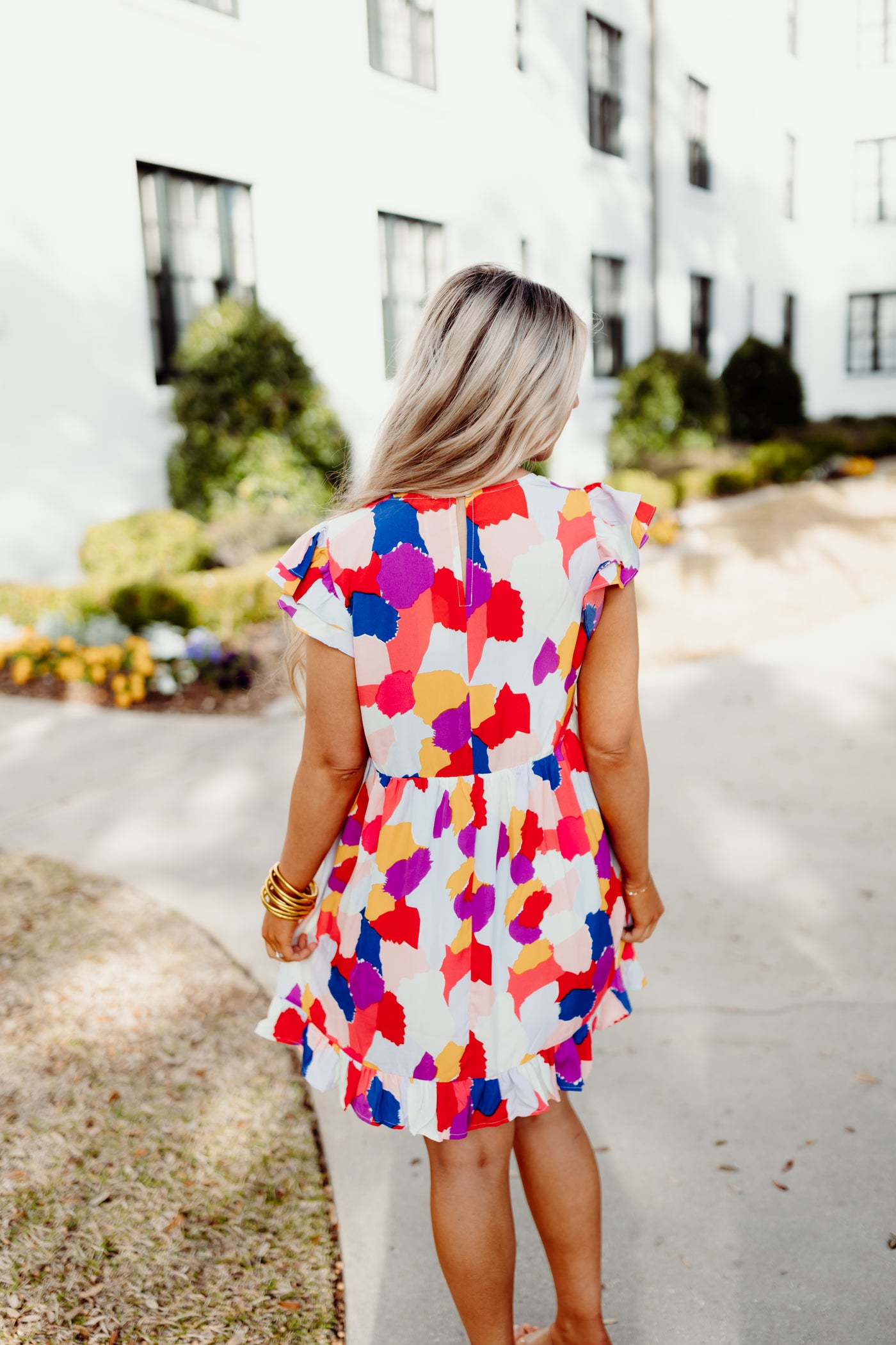 Multicolor Spotted Babydoll Flutter Dress