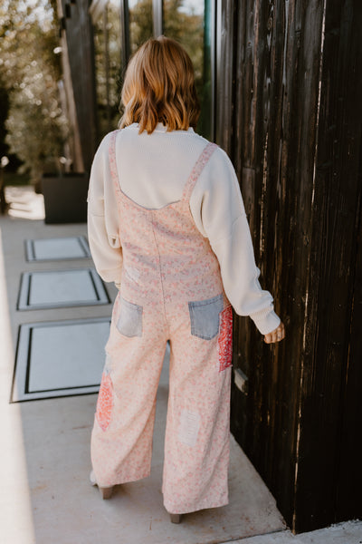 Wheat Multi Vintage Washed Sleeveless Denim Overalls