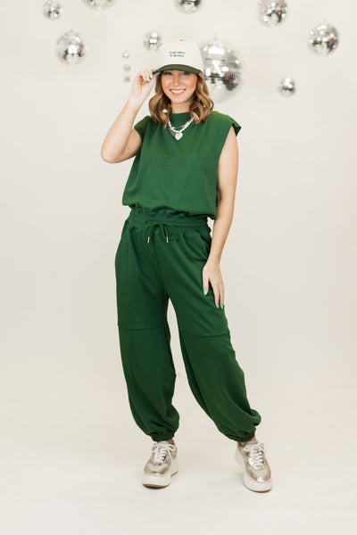 Heather Green Comfy Oversized Jumpsuit