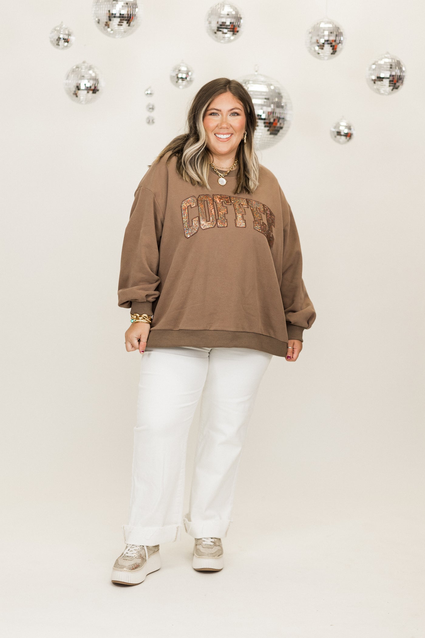 Queen Of Sparkles Brown Coffee Sweatshirt