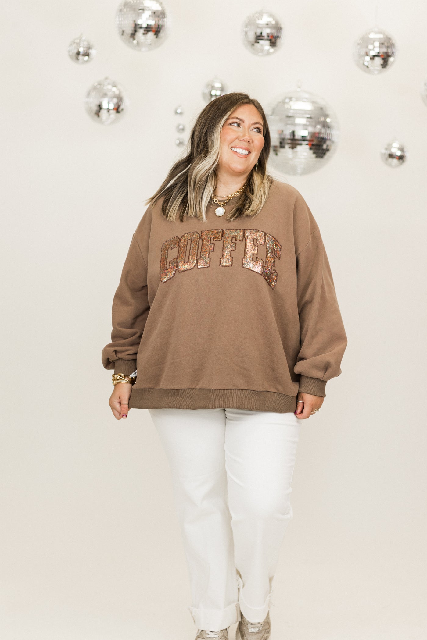 Queen Of Sparkles Brown Coffee Sweatshirt