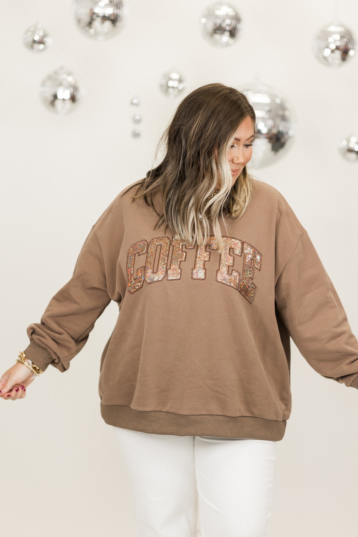 Queen Of Sparkles Brown Coffee Sweatshirt