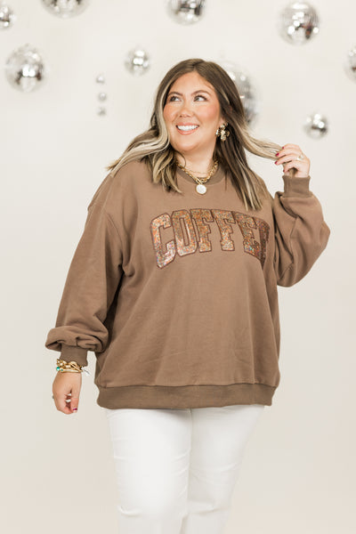 Queen Of Sparkles Brown Coffee Sweatshirt