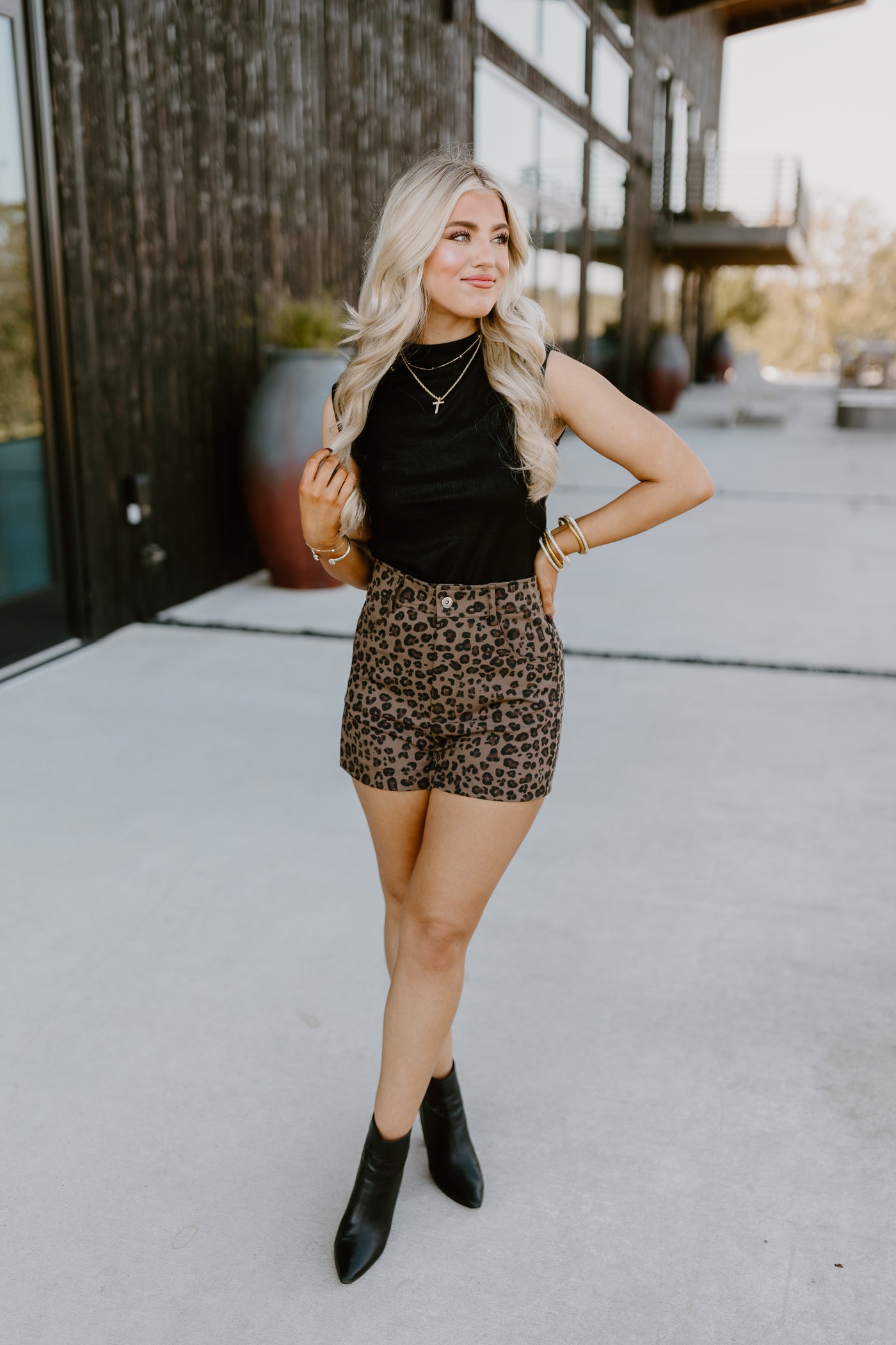 Mocha High Waisted Animal Print Shorts