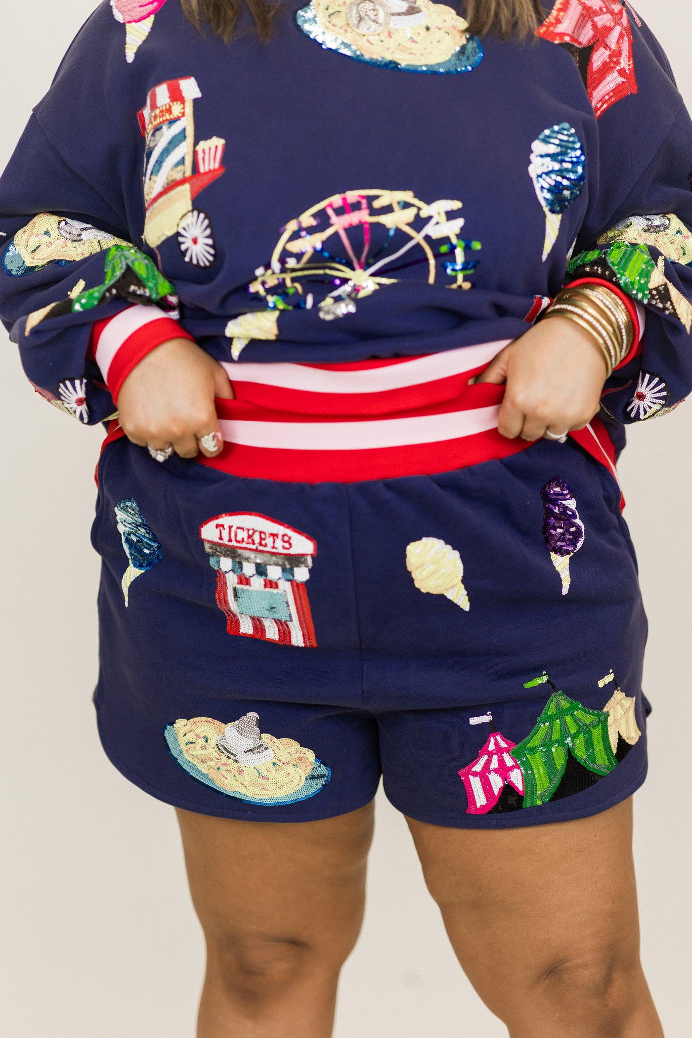 Queen of Sparkles Navy Fair Fun Shorts