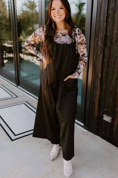 Black Spaghetti Strap Wide Leg Jumpsuit