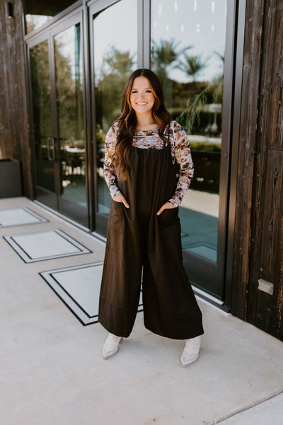 Black Spaghetti Strap Wide Leg Jumpsuit