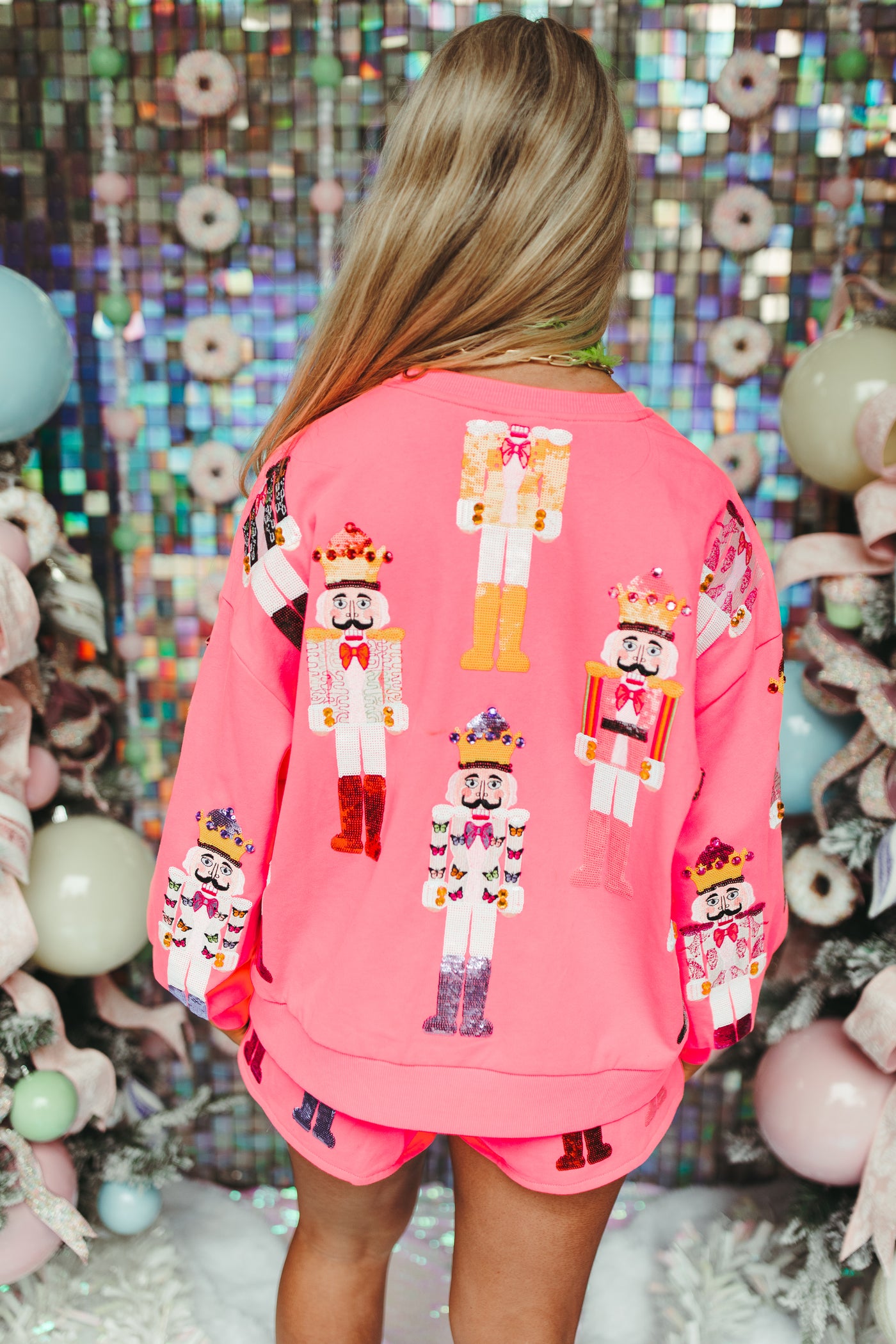 Queen Of Sparkles Neon Pink Scatter Nutcracker Sweatshirt