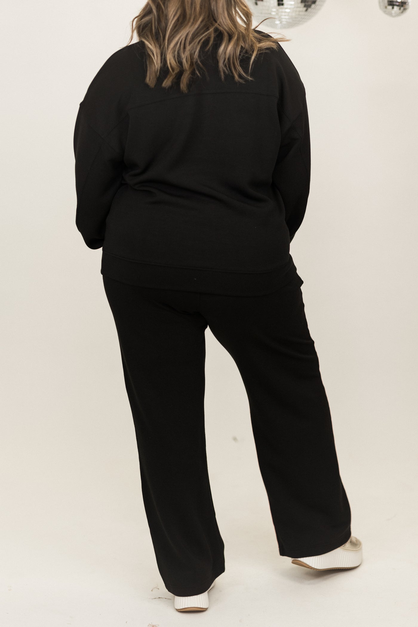 Black Scuba Mock Neck Pullover and Pant Set