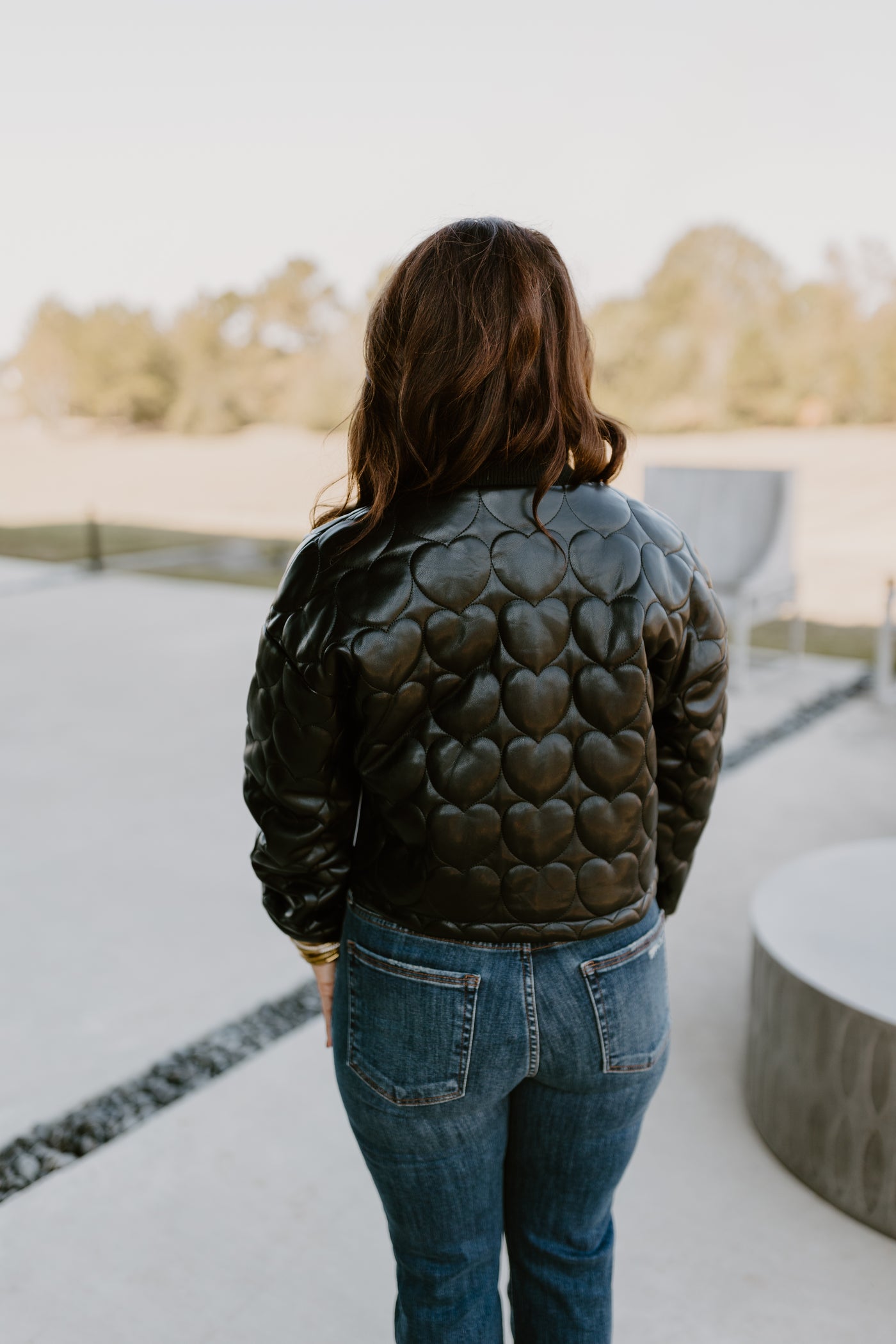 Dolce Cabo Black Faux Leather Heart Quilted Jacket