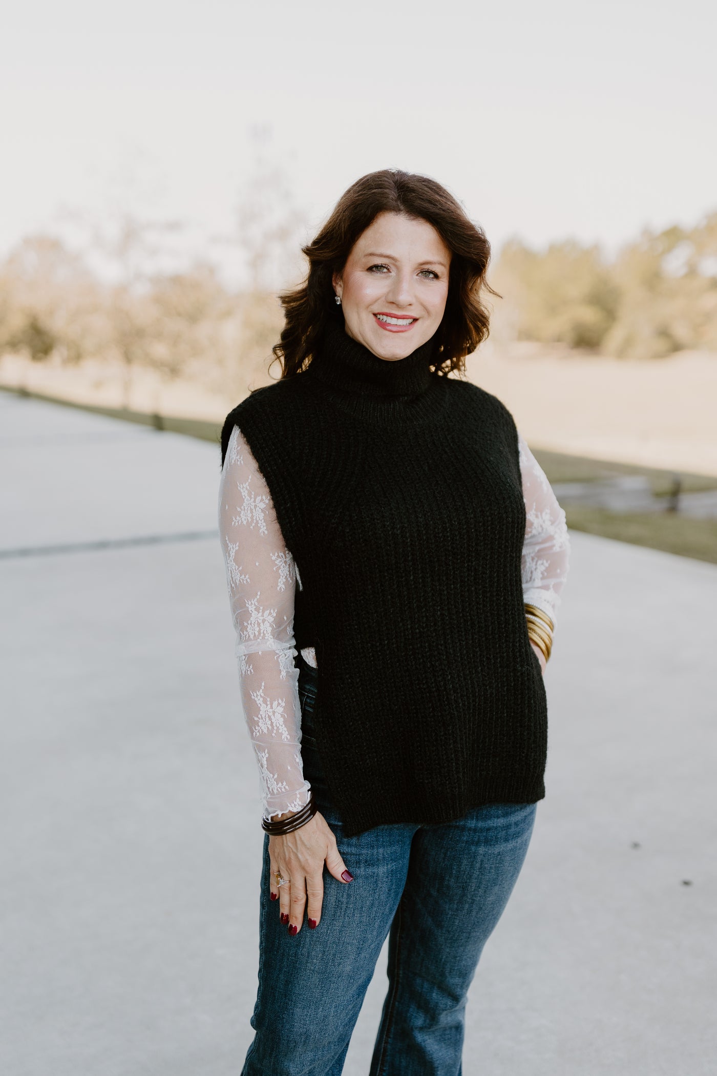 Molly Bracken Black Knitted Sleeveless Sweater