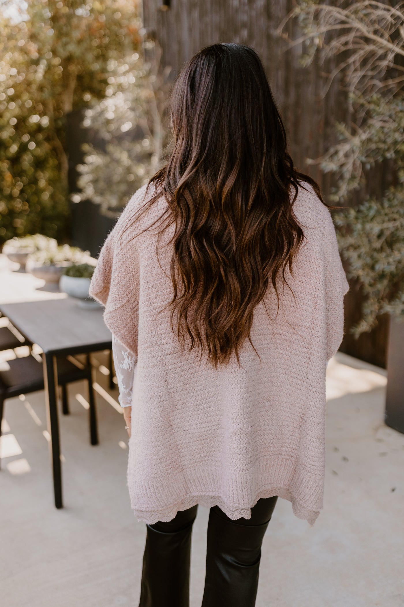 Mushroom Turtleneck Lace Detail Oversized Top