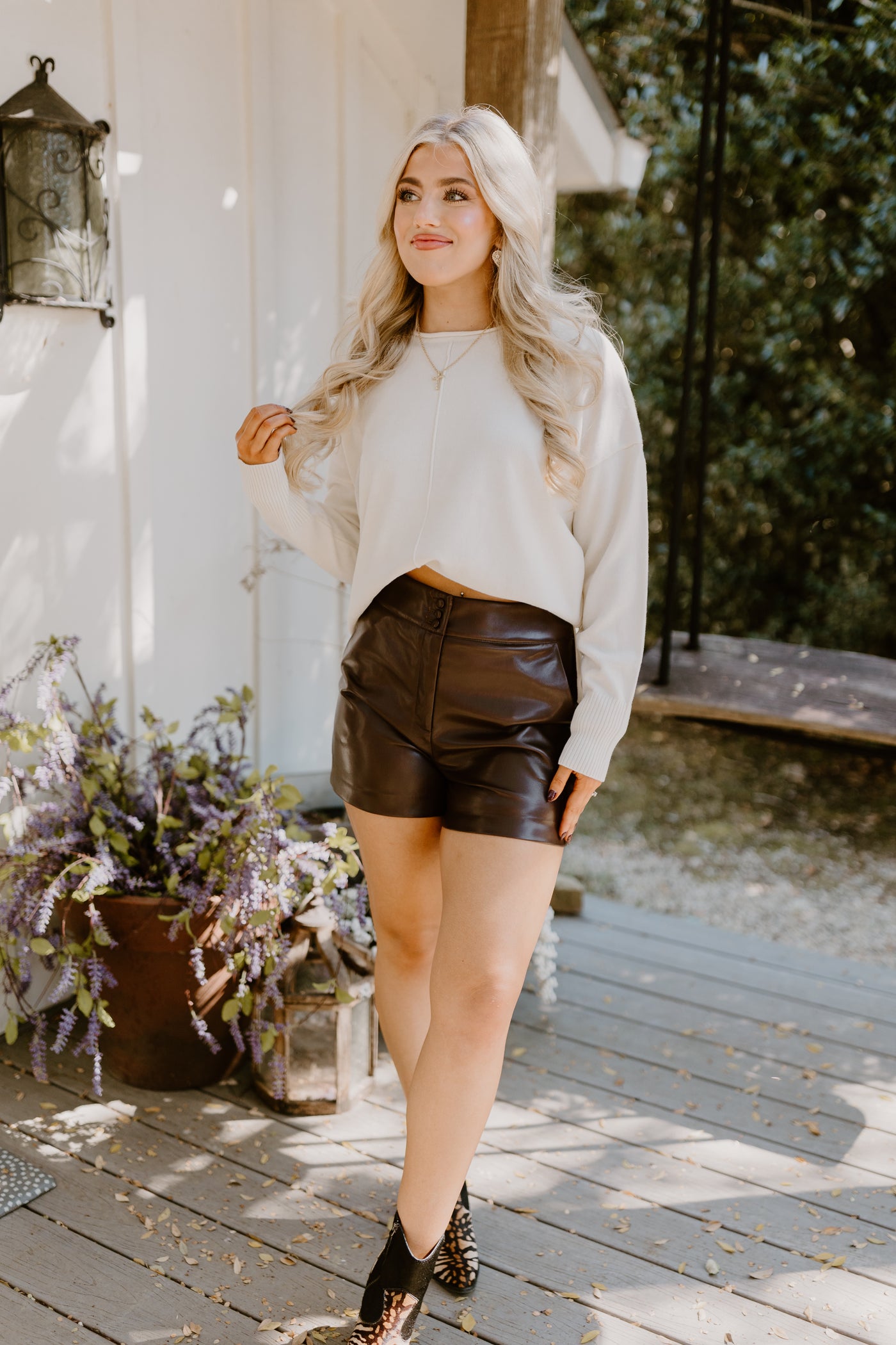 Dolce Cabo Coffee High Waisted Faux Leather Shorts