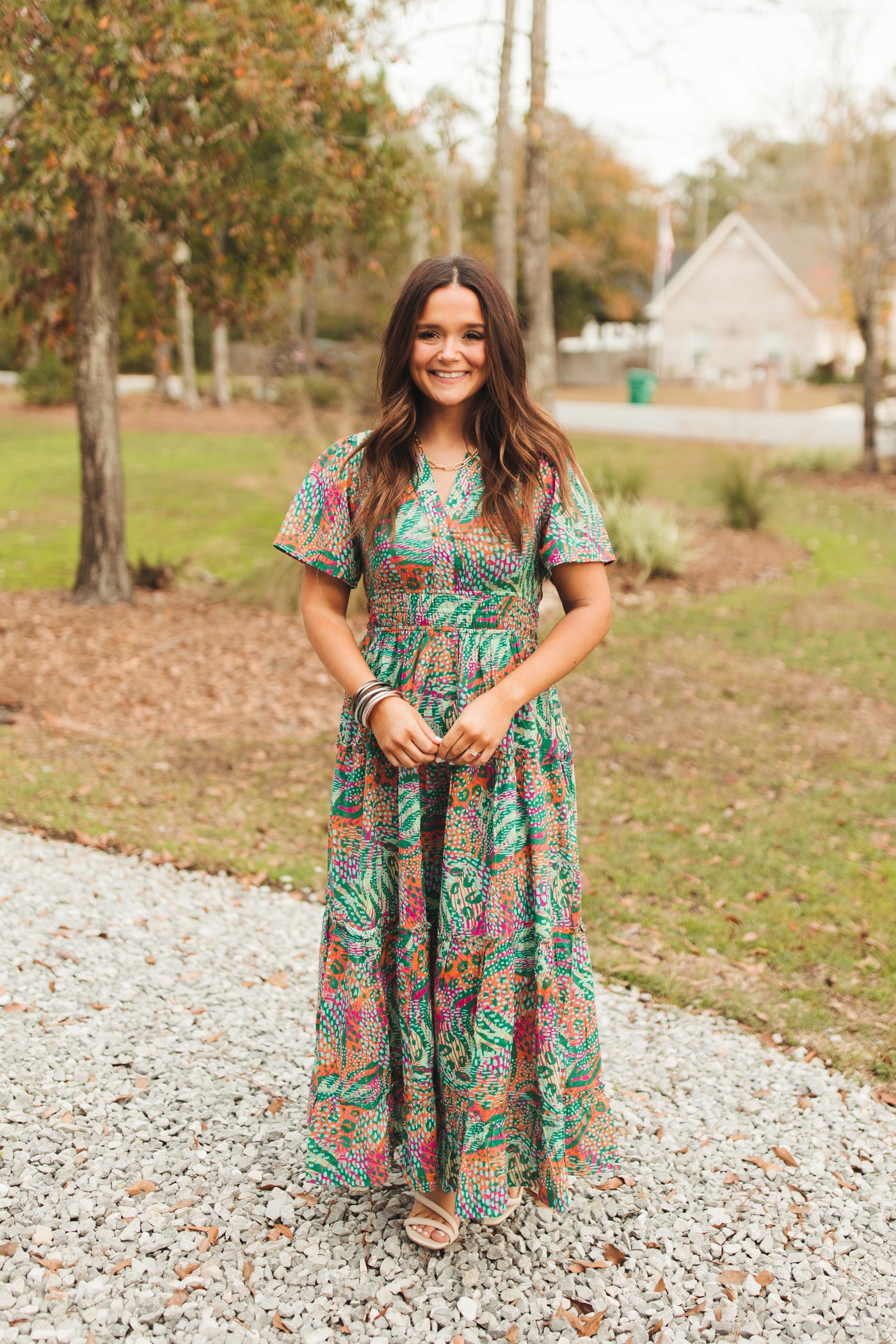 Britton Court Willow Maxi Dress in Lime Punch