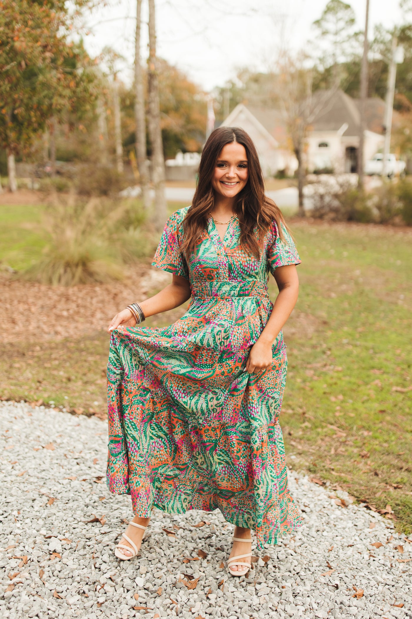 Britton Court Willow Maxi Dress in Lime Punch
