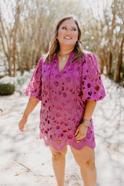 BuddyLove Deb Lace Mini Dress in Pink Harvest