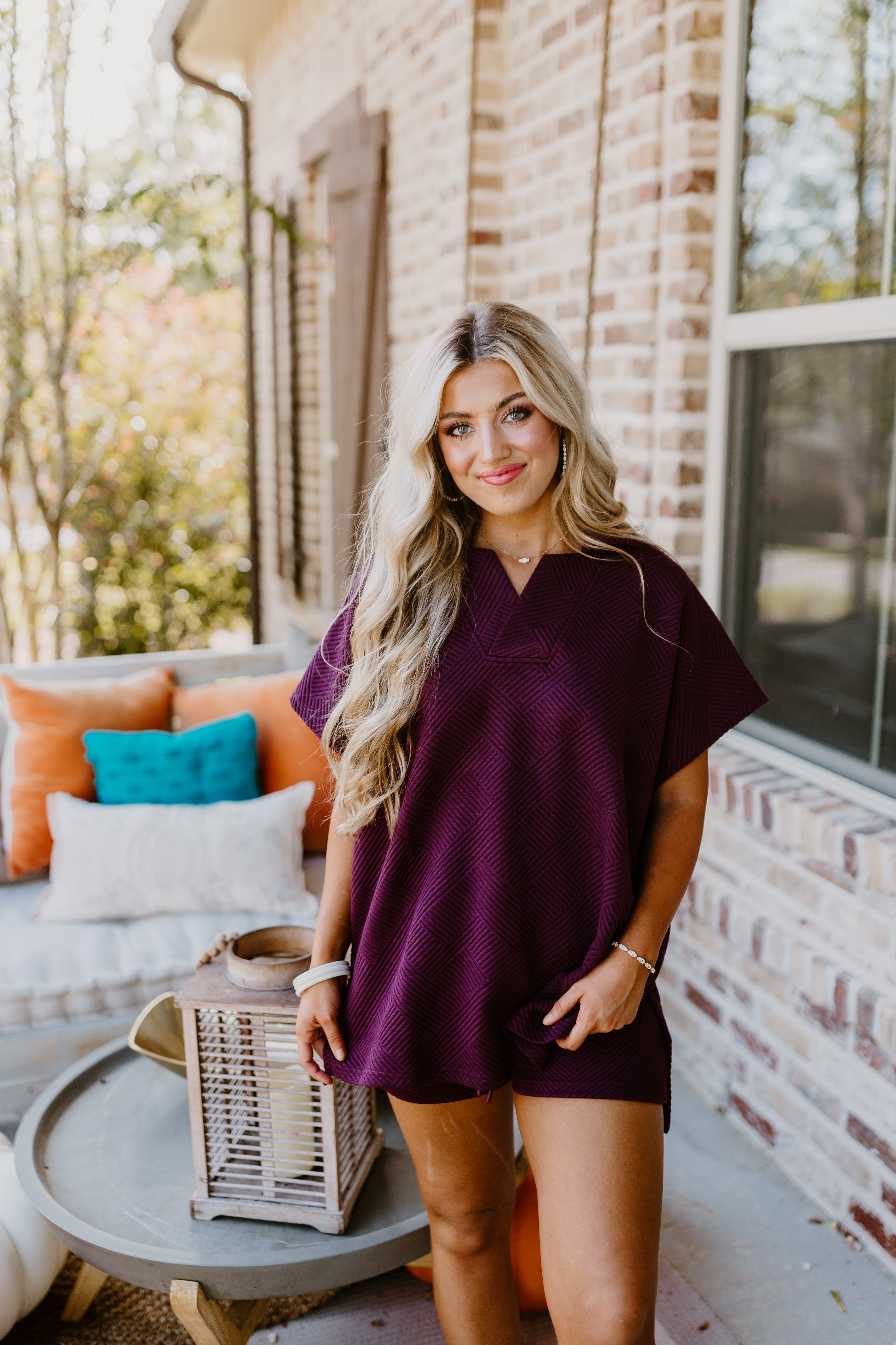 Burgundy Textured Collared Top and Short Set – Fly Boutique