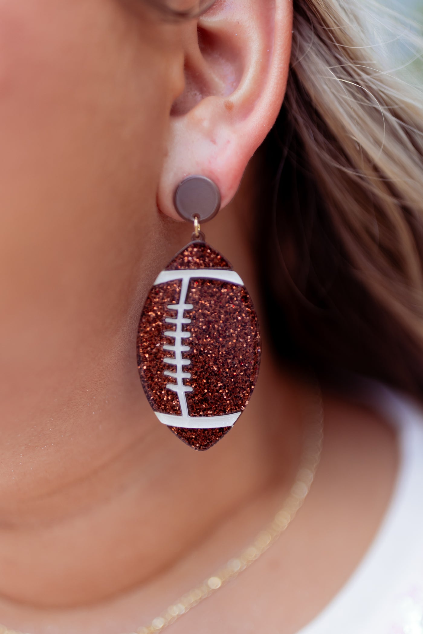 Glitter Football Drop Earrings