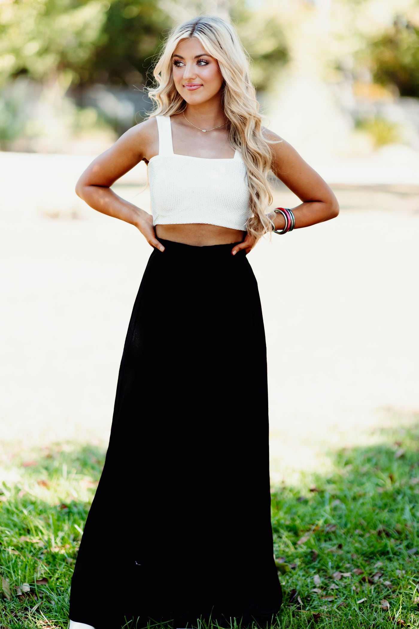 Black High Waist Corduroy Wide Leg Swing Pants