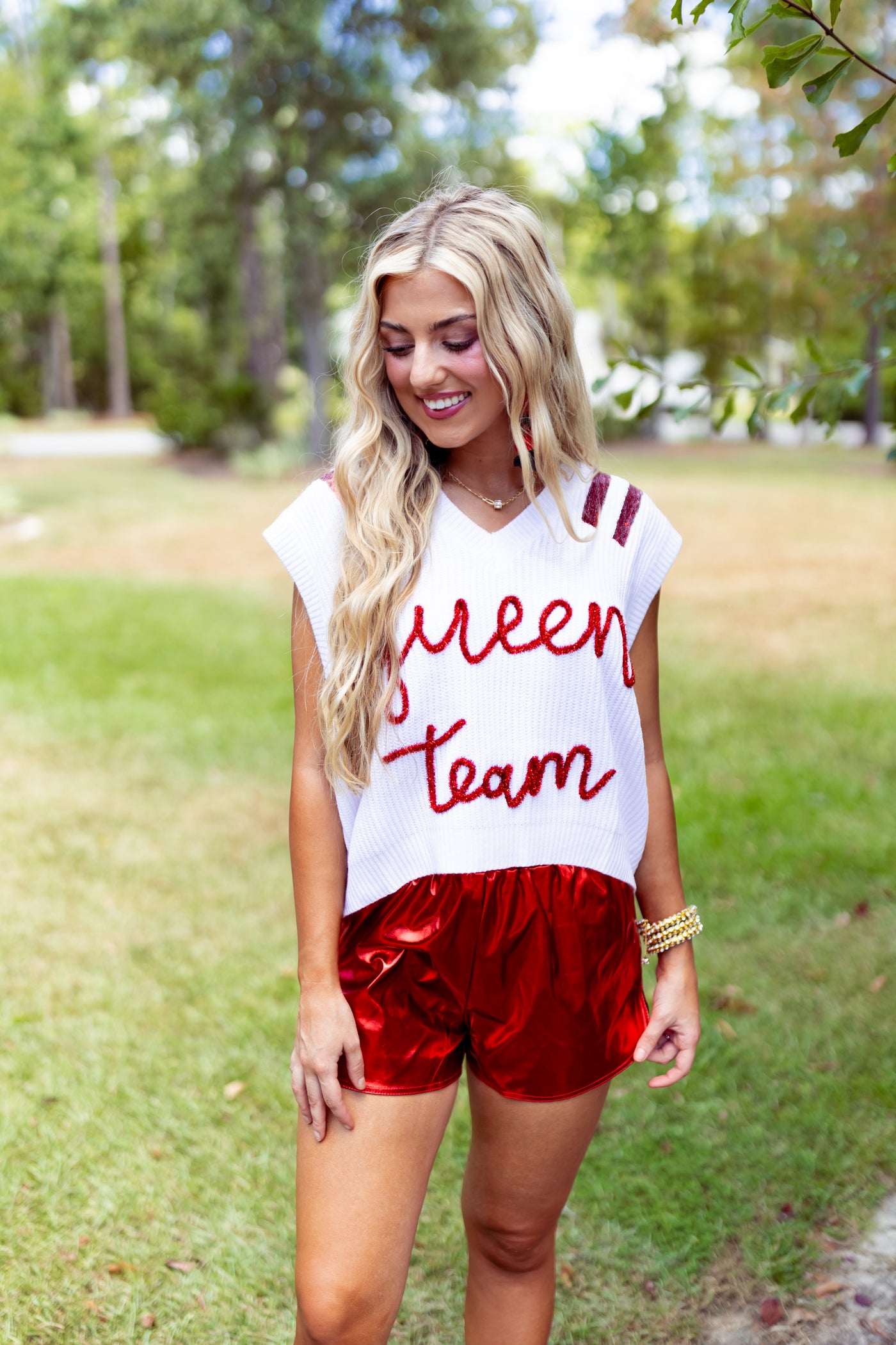 Queen Of Sparkles Crimson & White Queen Team Sweater Vest
