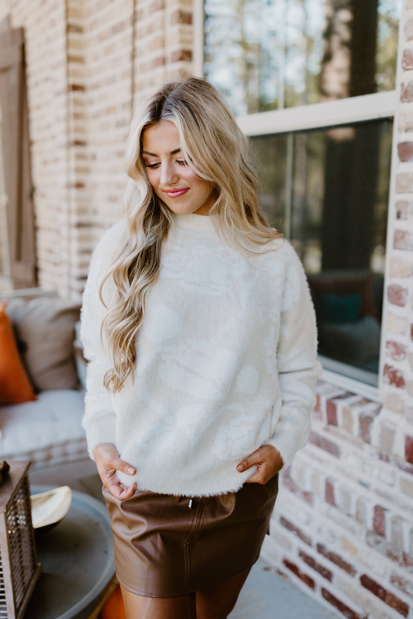 Creamy White Ultra Soft Jacquard Sweater