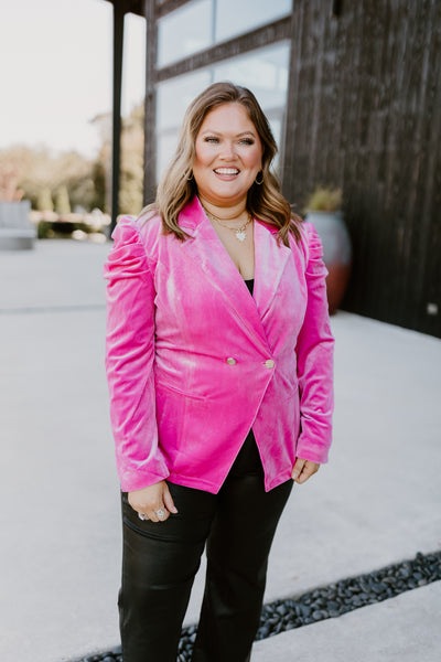 Emily McCarthy Bradshaw Blazer in Fuchsia Fedora