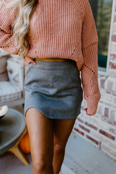Suede Studded Skirt