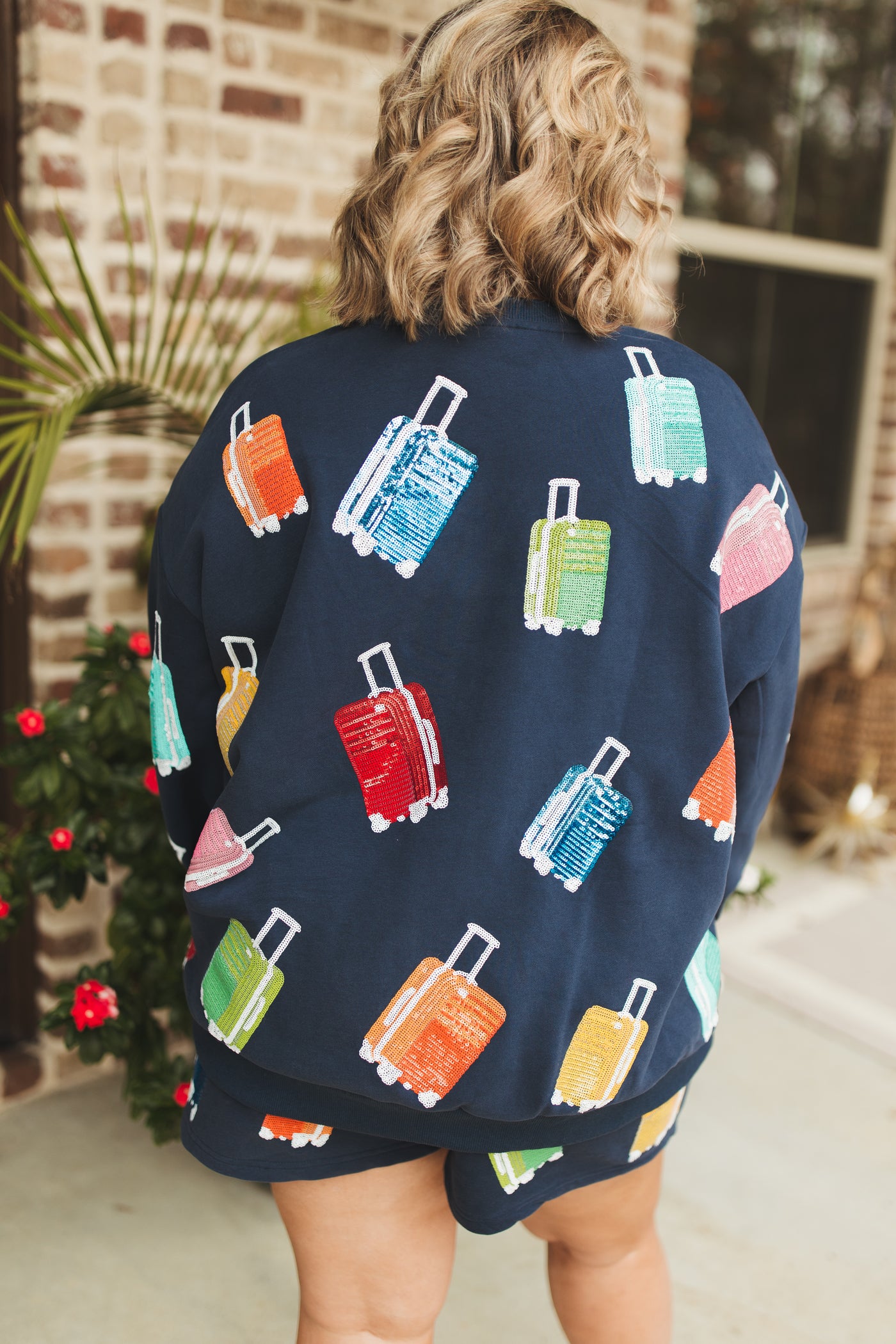 Queen Of Sparkles Navy & Rainbow Suitcase Sweatshirt
