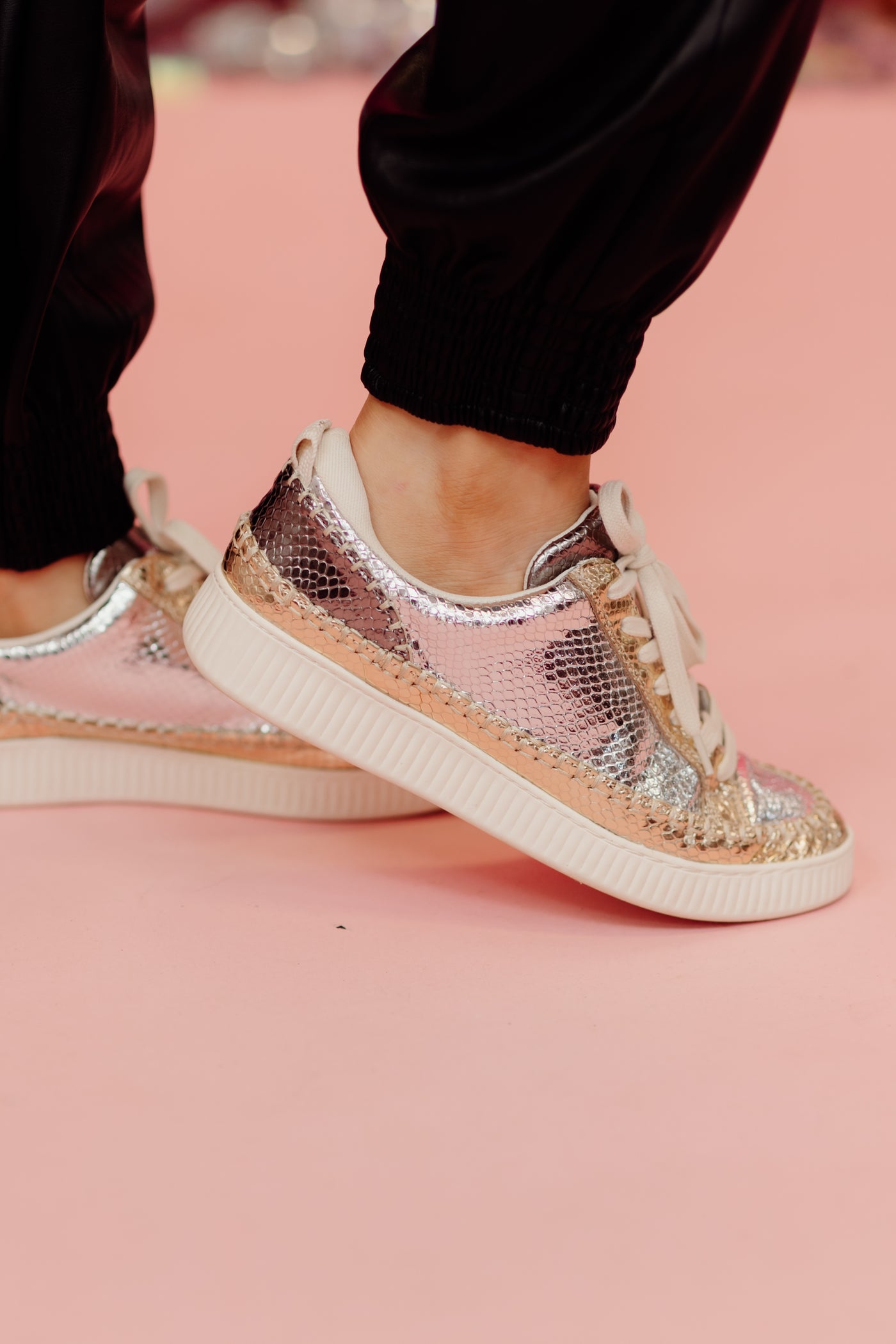 Dolce Vita Nicona Sneaker in Silver Gold Leather Multi