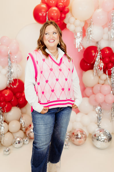 Pink Diamond Heart Sweater Vest