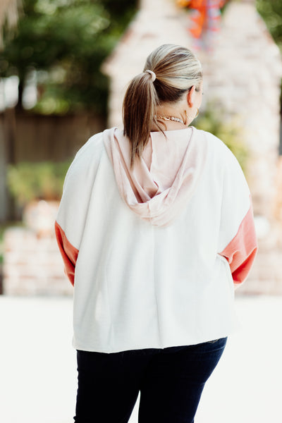 Blush and Dark Coral Brushed Terry Edge Hoodie