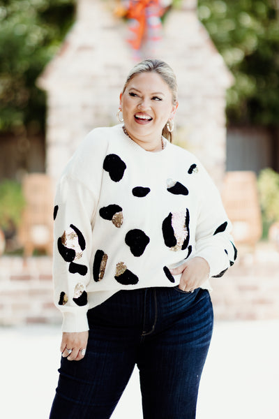 Ivory Sequin Leopard Sweater