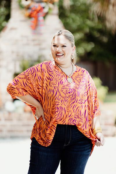 Adrienne Oversized Clemson Tiger Blouse