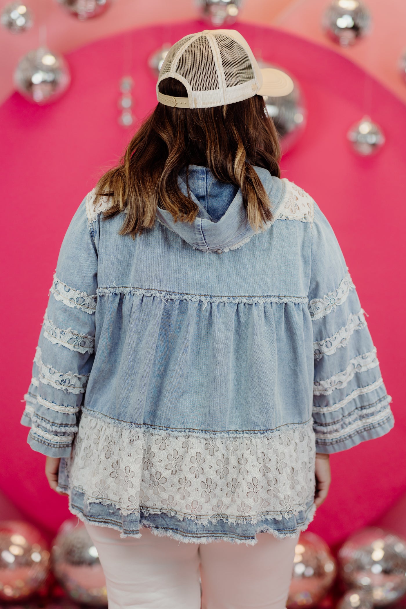 Denim Embroidered Crochet Patch Zipper Jacket