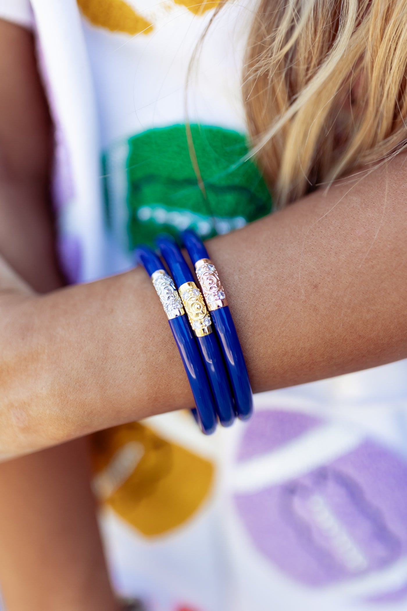 BuDhaGirl Three Kings All Weather Bangles in Lapis