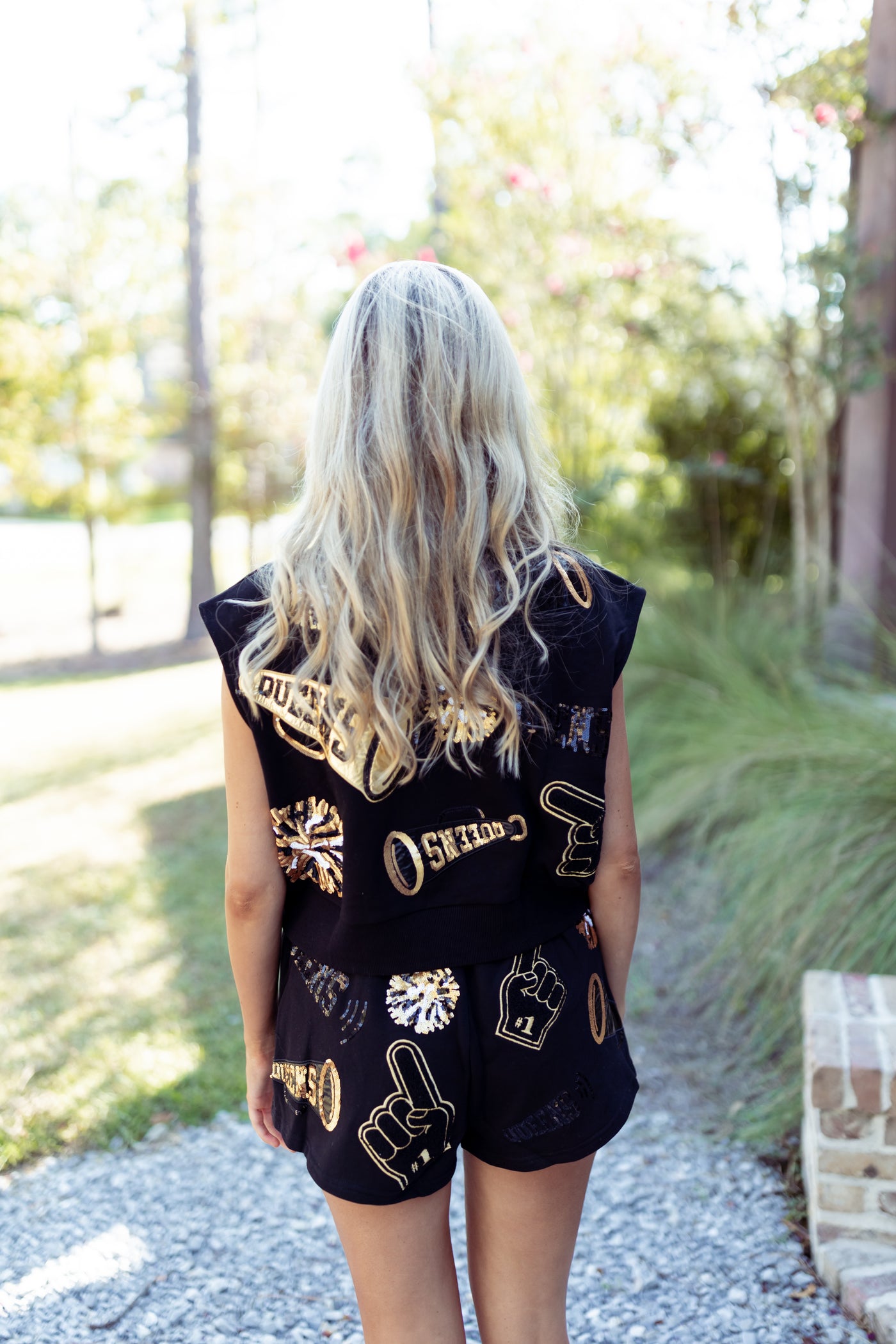 Sequin Jersey Tank, Black & Gold