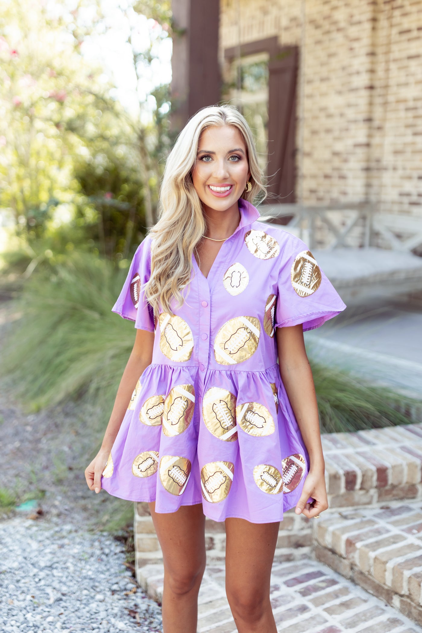 Queen of Sparkles White Purple and Yellow Queen Romper - Material