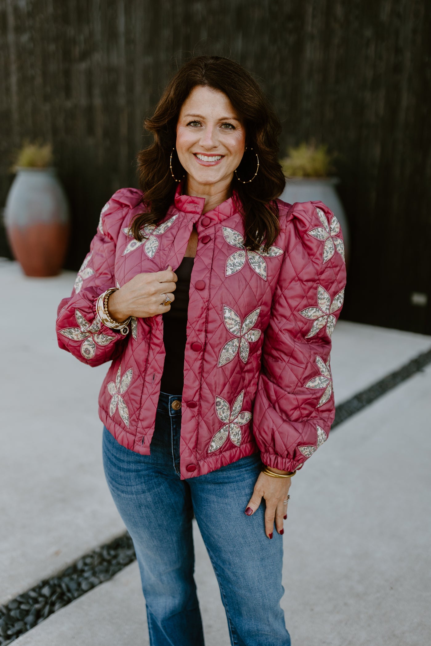 Sangria Floral Patchwork Quilted Jacket