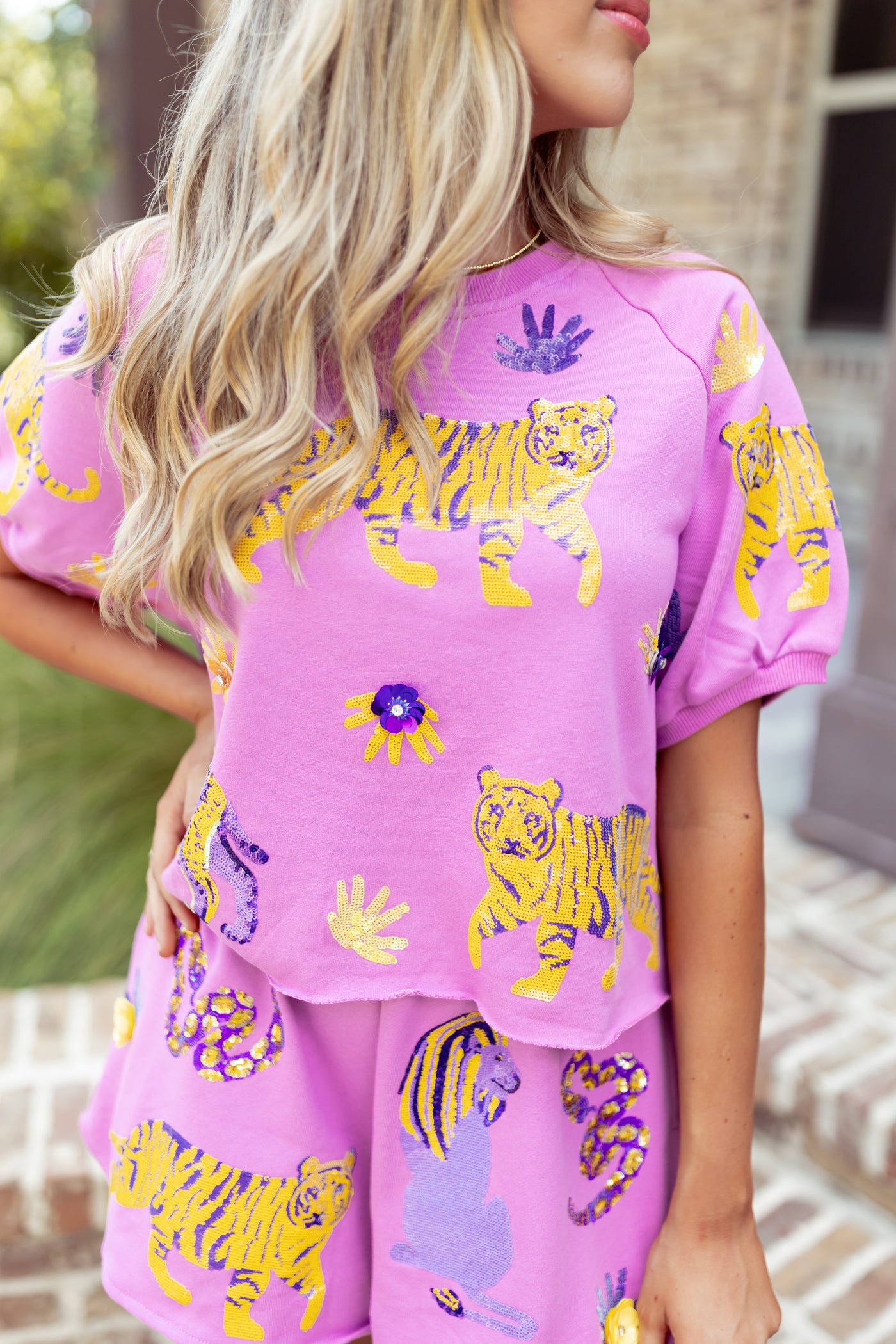 Queen Of Sparkles Lavender & Yellow Animal Top